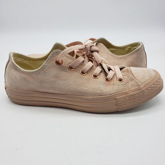 Converse All Star Shoes Womens Size 8 Pink Suede Low Top Lace Up Classic 15841C - Picture 1 of 12